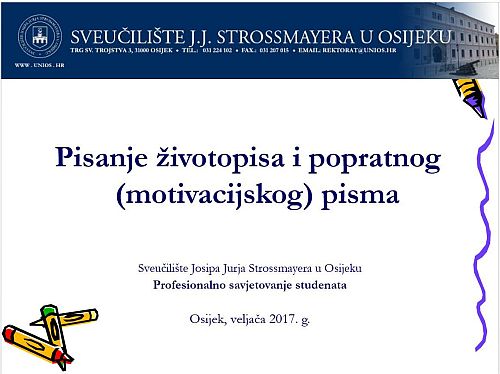 Radionica “Pisanje životopisa i popratnog (motivacijskog) pisma”